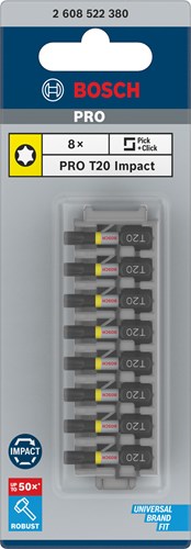 Imp bosch accessoires embout à vis act control t20, 25 mm 8x - 2608522380