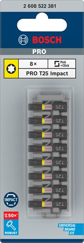 Imp bosch accessoires embout à vis act control t25, 25 mm 8x - 2608522381