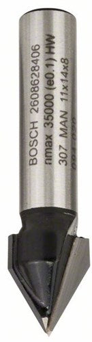 Bosch - fraises à rainure en V 8 mm, d1 11 mm, l 14 mm, g 45 mm, 60°