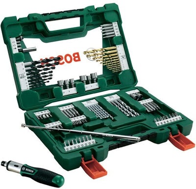 Bosch accessoires jeu de forets et embouts v-line avec tournevis à cliquet et goupille extensible magnétique 91 pièces - 2607017195