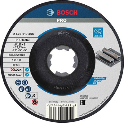 Accessoires Bosch disque abrasif x-lock | gdf | 125x6mm | trou d'essieu 22.23 | 1 pièce - 2608619366