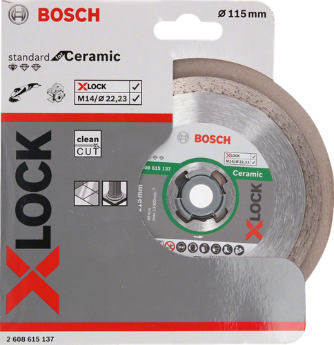 Bosch accessoires x-lock disque diamanté standard pour céramique 115 x 22,23 x 1,6 x 7 mm - 1 pièce(s) - 2608615137