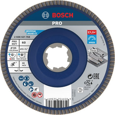 Bosch accessoires x-lock disque à lamelles coudé, plastique ø125mm, g 60, x571, idéal pour le métal - 2608621768