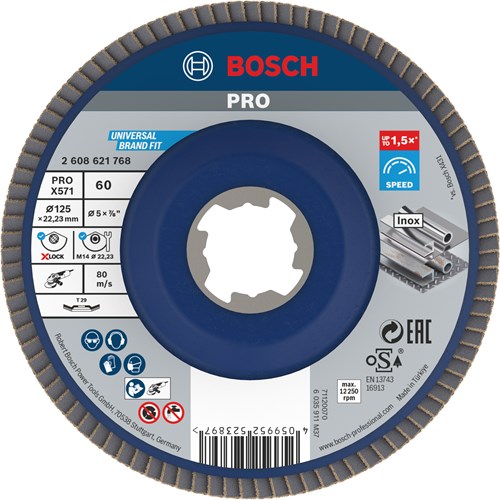 Bosch accessoires x-lock disque à lamelles coudé, plastique ø125mm, g 60, x571, idéal pour le métal - 2608621768