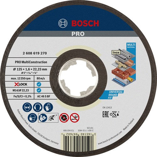 Bosch accessoires x-lock meule multi construction 125x1,6x22,23mm, droit - 1 pièce(s) - 2608619270