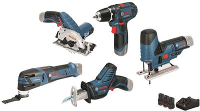 Bosch bleu 5 boîte à outils gsr 12v-15 + gst 12v-70 + gop 12v-28 + gks 12v-26 + gsa 12v-14 - 0615a0017c