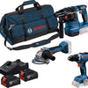 Boîte à outils batterie bleue Bosch 3 boîte à outils 18v gsr 18v-65 + gws 18v-8 + gbh 18v-22 | 2x gba 18v 4.0ah + chargeur gal 18v-40 - 0615a50094