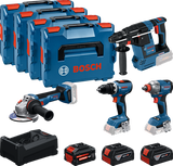 Boîte à outils à batterie bleue Bosch 4-boîte à outils 18v | gsr 18v-65 + gdx 18v-285 + gbh 18v-26 + gws 18v-11 | + 2x gba 18v 5,0ah + 1x exba 18v 5,5ah + chargeur - 0615a500bj - afbeelding 1