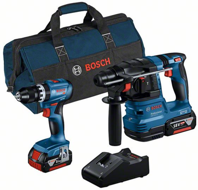 Bleu Bosch | pack combiné | gsb 18v-45 + gbh 18v-22 | 18v | 2 x 4,0ah + chargeur | en sachet - 0615a50039
