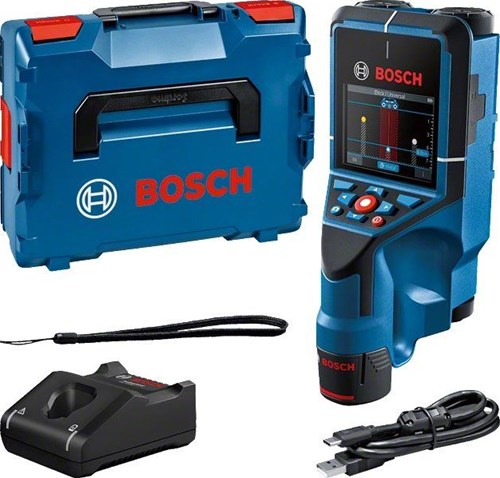 Bosch professional d-tect 200 c - localisateur de tuyaux - avec 1x batterie 12v gba 2.0 ah - câble USB-C - dragonne - l-boxx