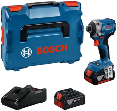 Visseuse à percussion sans fil Bosch GDR 18V-215 bleue | comprenant 2x GBA 18v 4,0 ah chargeur gal 18v-40 - 06019n2002