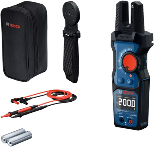 Pince ampèremétrique à fourche professionnelle Bosch bleue gfm 1000-15 + support magnétique mh1 - 0601077401