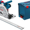 Scie plongeante Bosch bleue gkt 55 gce | + Rail de guidage 1,6 m | en l-boxx - 0601675002