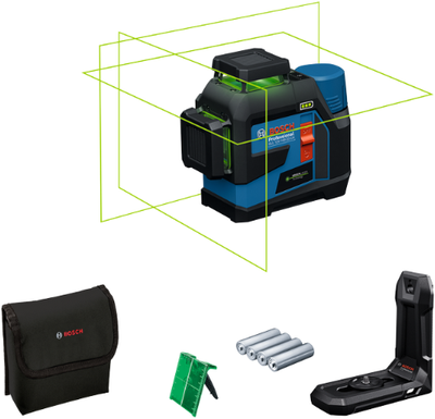 Bosch bleu gll 12v-100-33 cg laser de ligne professionnel | 4x pile 1,5v LR6 (aa) | en sachet - 0601065400