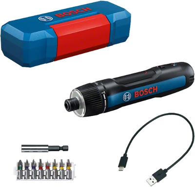 Tournevis sans fil Bosch Blue Go 3 | y compris batterie et chargeur | en étui + jeu d'embouts de tournevis 8 pièces - 06019h2201