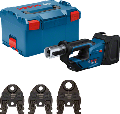Pince à presser la batterie Bosch bleue gpt 18v-19 | 3 mâchoires de presse | sans batteries ni chargeur en l-boxx - 06019m2004