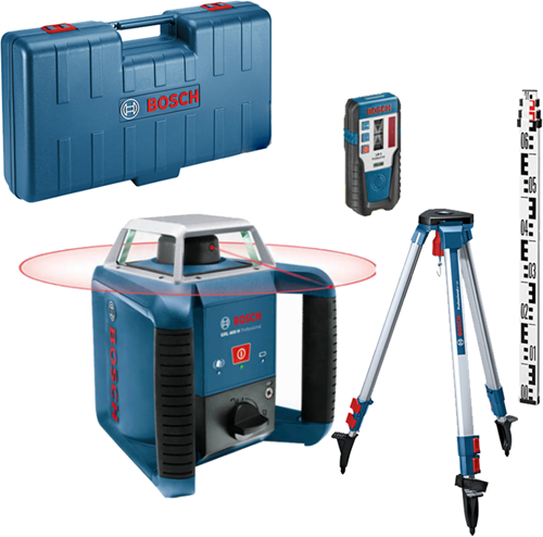 Bosch blue grl 400 h set laser rotatif avec récepteur LR1 | + trépied de chantier bt 152 + toise gr240 - 06159940jy