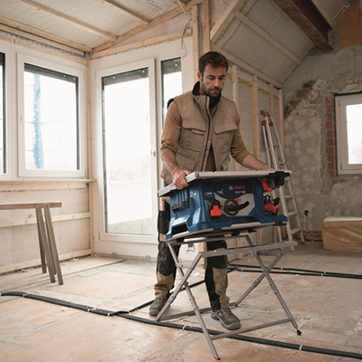Bosch bleu gts 18v-216 | scie à table sans fil | biturbo | corps | sans chargeurs de batteries | avec table de travail - 0601b44002