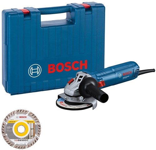 Meuleuse d'angle Bosch bleue gws 12-125 | y compris boîtier et disque diamanté - 06013a6102