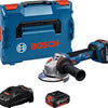 Meuleuse d'angle à batterie Bosch blue gws 18v-11 s | comprenant 2x chargeur GBA 18v 5,0 ah gal 1880 cv - 06019n4002