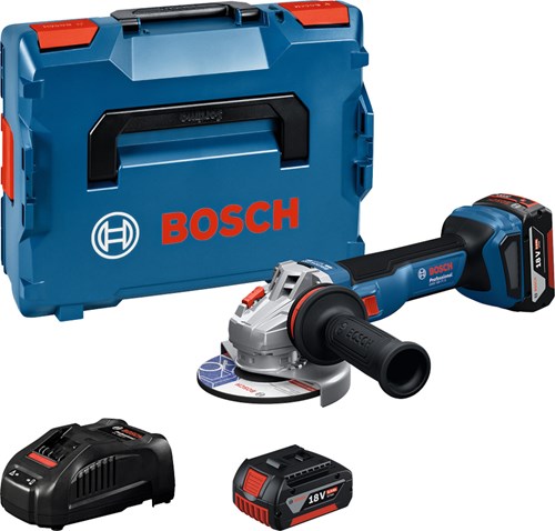 Meuleuse d'angle à batterie Bosch blue gws 18v-11 s | comprenant 2x chargeur GBA 18v 5,0 ah gal 1880 cv - 06019n4002