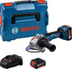 Meuleuse d'angle à batterie Bosch blue gws 18v-11 s | comprenant 2x chargeur GBA 18v 5,0 ah gal 1880 cv - 06019n4002