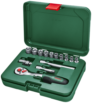 Bosch jeu de cliquets vert 1 4 14 pièces - 1600a02by0