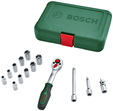 Bosch jeu de cliquets vert 1 4 14 pièces - 1600a02by0