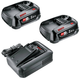 Bosch vert 1600a031t5 Kit de démarrage batterie li-ion 18v (2x 2,5ah) + chargeur déjà 18v-44