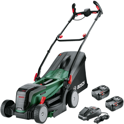 Tondeuse sans fil Bosch verte universalrotak | 2x18v-37-550 | 2 batteries 18 v li-ion 4,0 ah + chargeur al 1830 cv - 06008b9e00