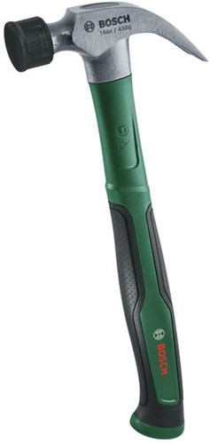 Marteau à griffes vert Bosch avec pare-chocs souple | 450g 16oz - 1600a034gk