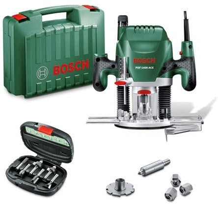 Bosch vert pof 1400 ace routeur | 1400w | + Jeu de couteaux 6 pièces - 060326c801