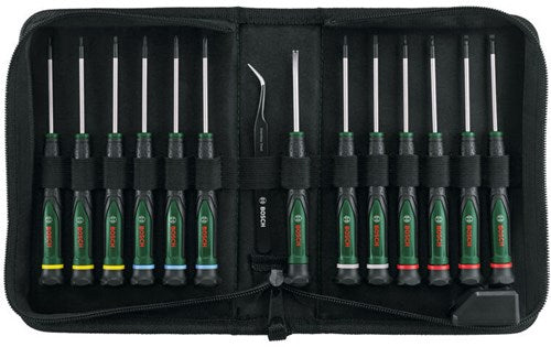 Jeu de tournevis de précision Bosch vert | 15 pièces - 1600a039j4