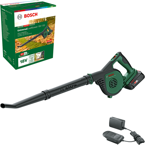 Souffleur de feuilles universel Bosch 18v-130 - souffleur de feuilles - avec batterie Li-ion 18 V (2,5 Ah) - chargeur