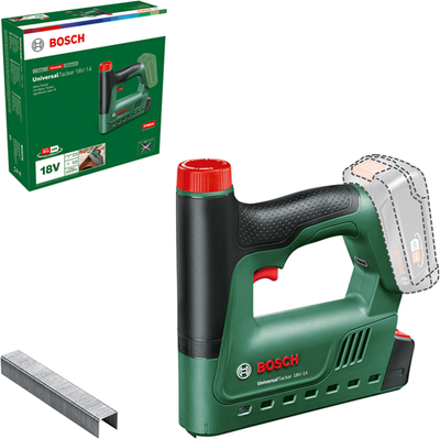 Cloueur à batterie Bosch universaltacker 18v-14 - sans batterie 18 v ni chargeur - incl. 1000 agrafes