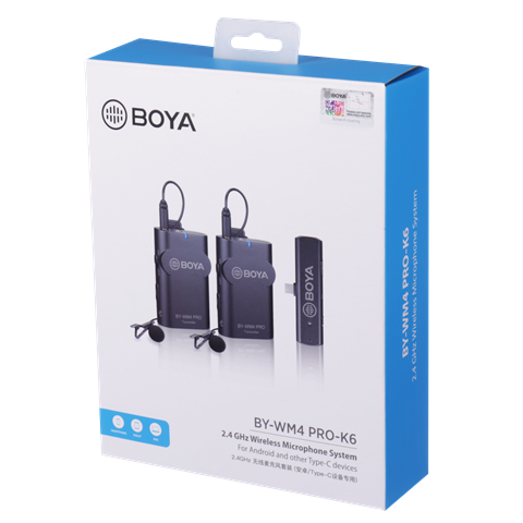 Boya 2,4 ghz duo lavalier microphone sans fil by-wm4 pro-k6 pour Android