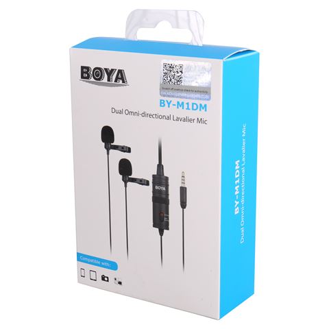 Boya duo lavalier microphone by-m1dm pour smartphone, reflex numérique, caméscopes et pc