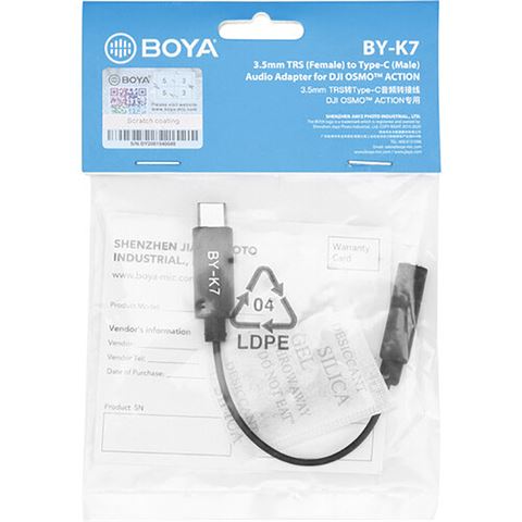 Boya Universal Adapter BY-K7 3,5 mm TRS à USB-C pour DJI OSMO Action