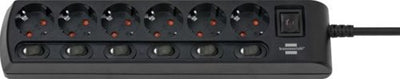 Brennenstuhl Bandeau de prises individuelles commutables 6 voies noir