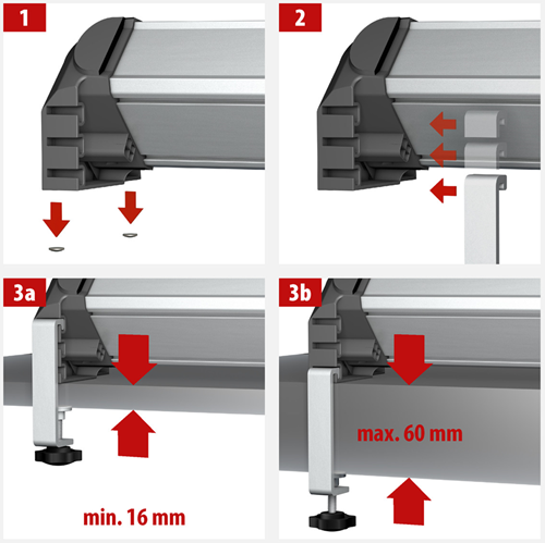 Pinces de table Brennerstuhl avec vis de verrouillage pour prises de bureau en aluminium - 1990500010