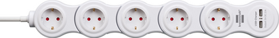 Prise de courant vario Brennerstuhl avec USB 5 prises blanc, 1,4m h05vv-f 3g1.5 - 1155350210