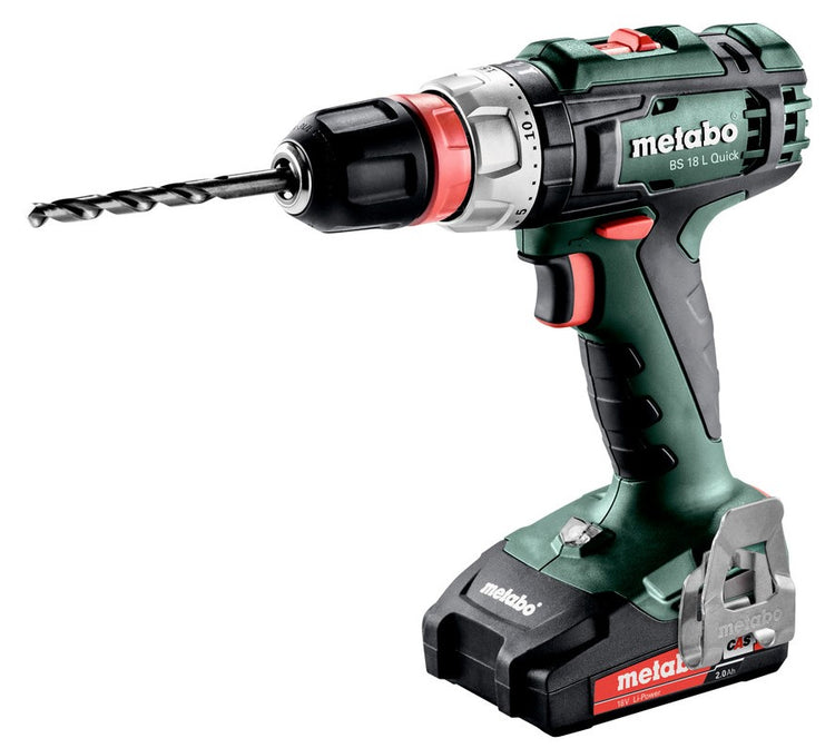 Perceuse/visseuse sans fil rapide Metabo bs 18 l | 18 volts | 2 x 2,0 Ah Li-Power, sc 60 plus | dans la métabox - 602320500