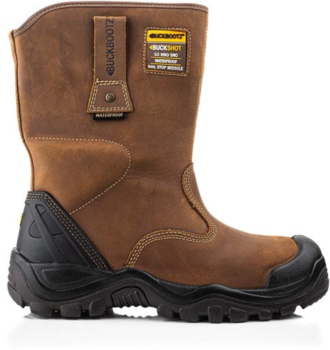 Chaussure de travail Buckbootz botte de travail chevrotine bsh010 s3 | brun foncé | taille 43 - 00.176.070.43