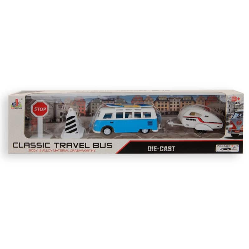 Bus de voyage Jonotoys avec jeu de caravanes