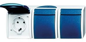 Busch Jaeger SWD prise en saillie RA 3 voies horizontale bleue - 4696060