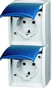 Busch Jaeger SWD prise en saillie RA double verticale bleue - 4696020