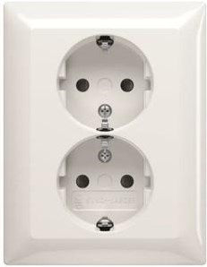 Busch Jaeger prise encastrable blanche RA double + sécurité enfant - 4694020
