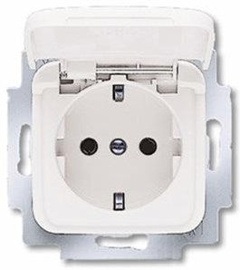 Prise Bush Jaeger, simple, blanche, couvercle rabattable Busch J. M 4691825