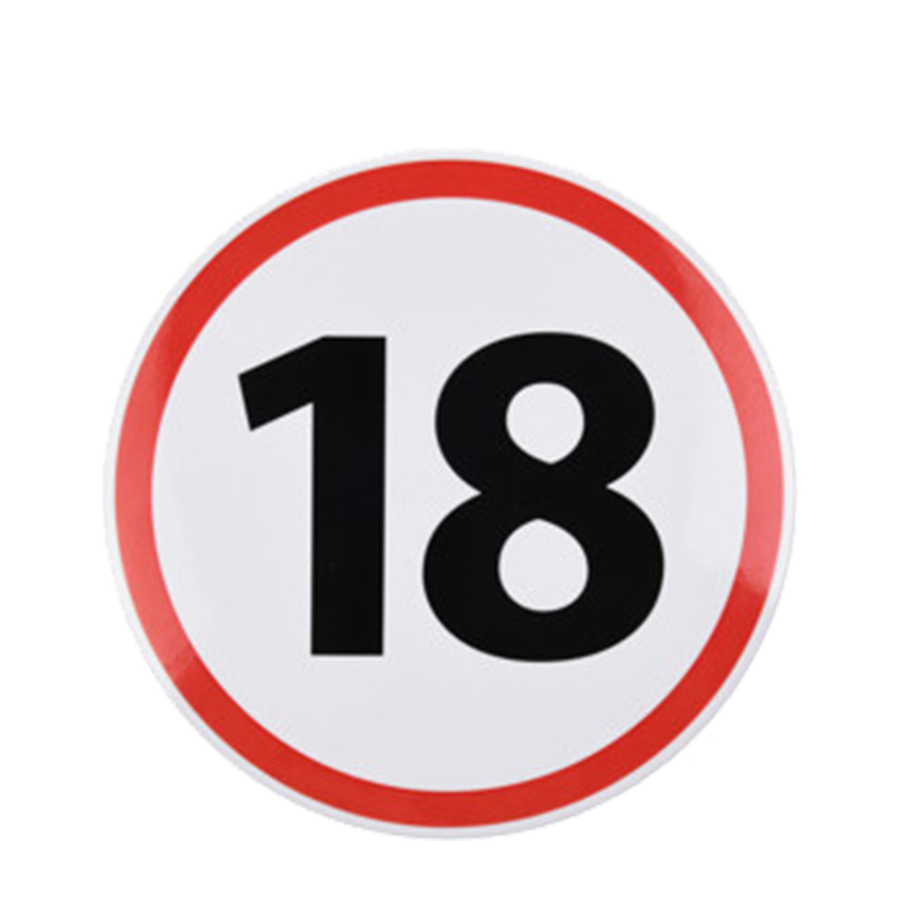 Bouton panneau de signalisation 18 ans ø15cm