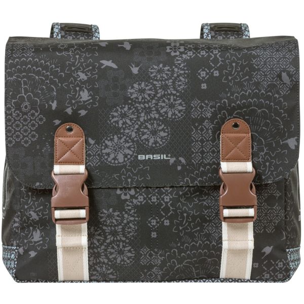Basil Bohème Sac double pour vélo - Noir - 35L - Imperméable - Cuir artificiel Détails
